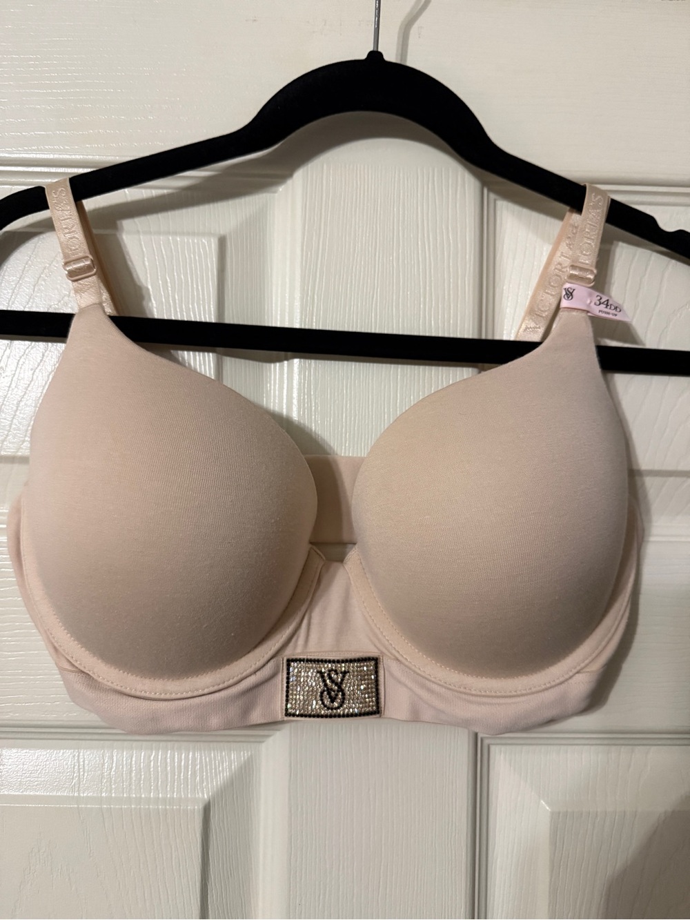 Victoria's Secret Light Blush Padded T-Shirt Bra with Embellished Logo